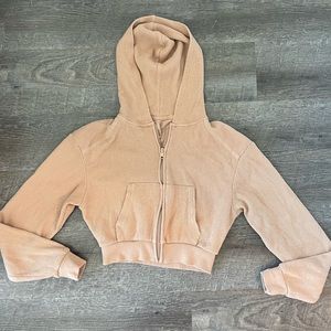 SKIMS: Crop Waffle Zip Hoodie